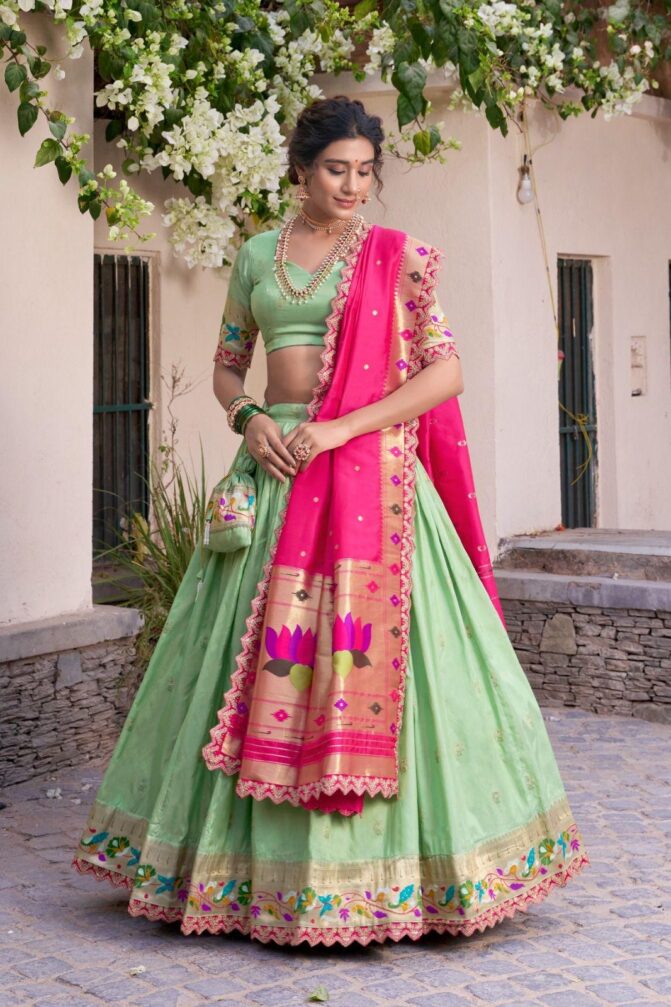 Green & Pink Combo Lehenga
